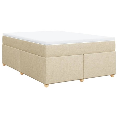 vidaXL Giroletto a Molle con Materasso Crema 160x200 cm in Tessuto