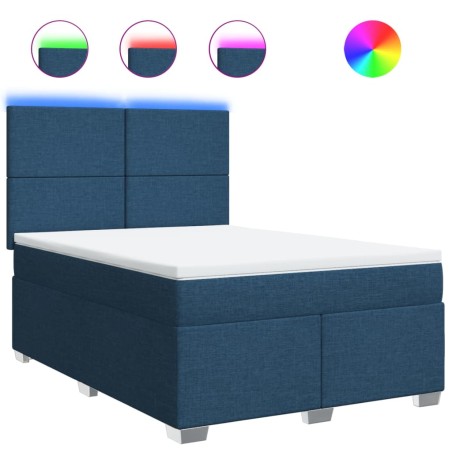 vidaXL Giroletto a Molle con Materasso Blu 140x200 cm in Tessuto