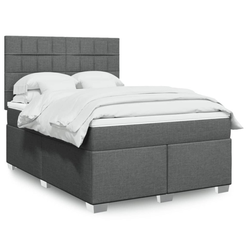 vidaXL Giroletto a Molle con Materasso Grigio Scuro 140x200cm Tessuto vidaXL Giroletto a Molle con Materasso Grigio Scuro 140x200cm Tessuto