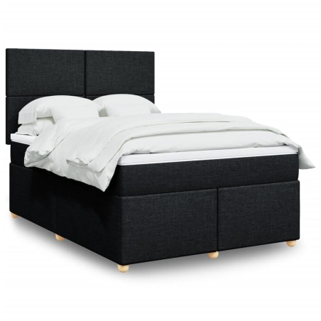 vidaXL Giroletto a Molle con Materasso Nero 140x190 cm in Tessuto