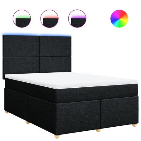 vidaXL Giroletto a Molle con Materasso Nero 140x190 cm in Tessuto