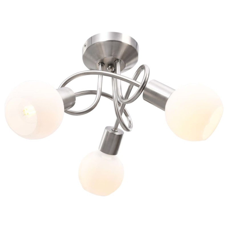 vidaXL Lampadario Paralume in Ceramica a Coppa Bianco 3 Lampadine E14 vidaXL Lampadario Paralume in Ceramica a Coppa Bianco 3 Lampadine E14