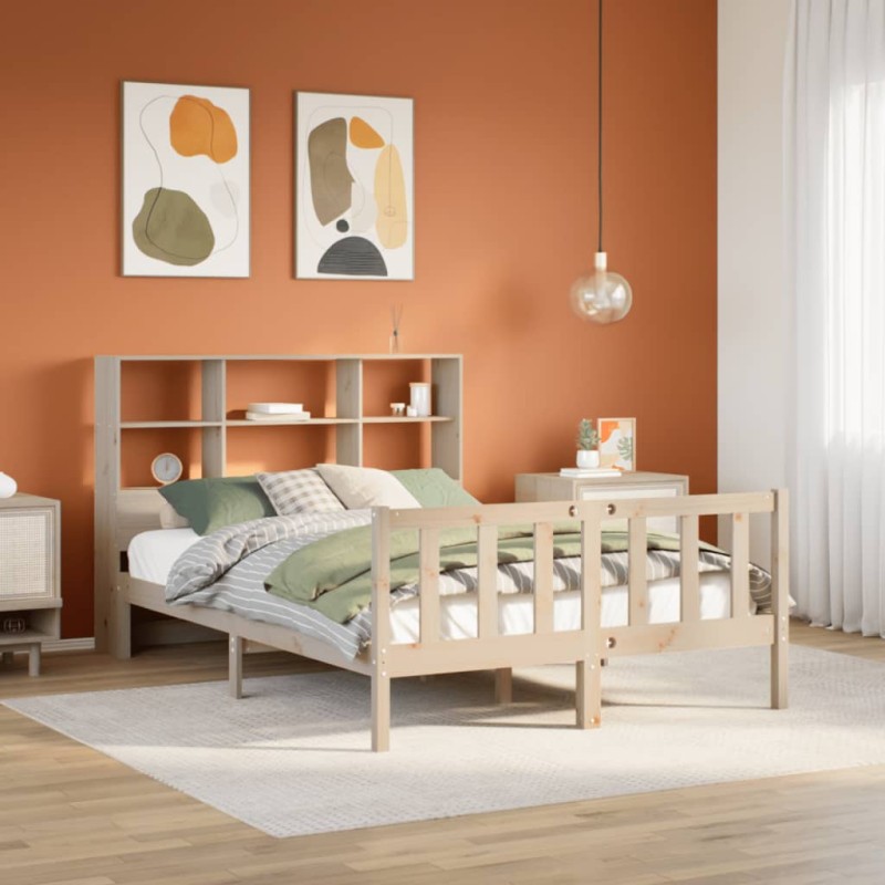 vidaXL Letto Libreria senza Materasso 120x190cm Legno Massello di Pino vidaXL Letto Libreria senza Materasso 120x190cm Legno Massello di Pino