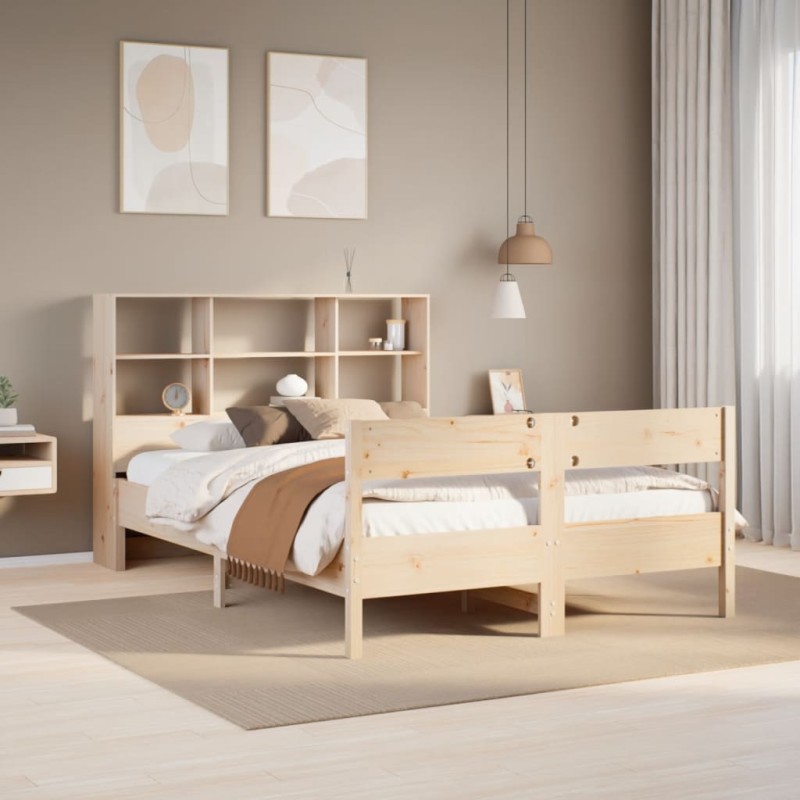 vidaXL Letto Libreria senza Materasso 135x190 cm in Legno di Pino vidaXL Letto Libreria senza Materasso 135x190 cm in Legno di Pino
