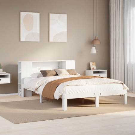 vidaXL Letto Libreria senza Materasso Bianco 160x200 cm Legno di Pino