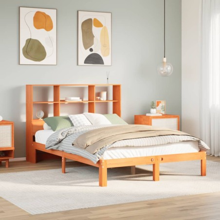 vidaXL Letto Libreria senza Materasso Marrone Cera 140x190 cm in Pino