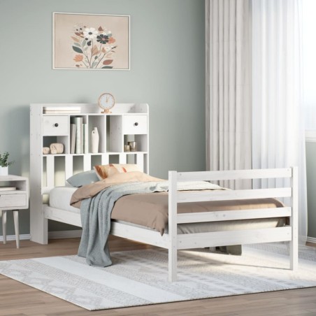 vidaXL Letto Libreria senza Materasso Bianco 100x200 cm Legno di Pino