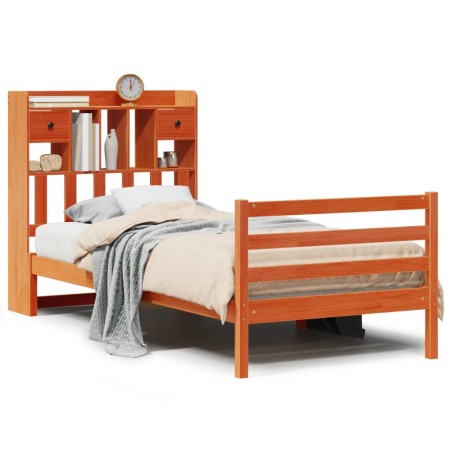 vidaXL Letto Libreria senza Materasso Marrone Cera 90x190 cm in Pino