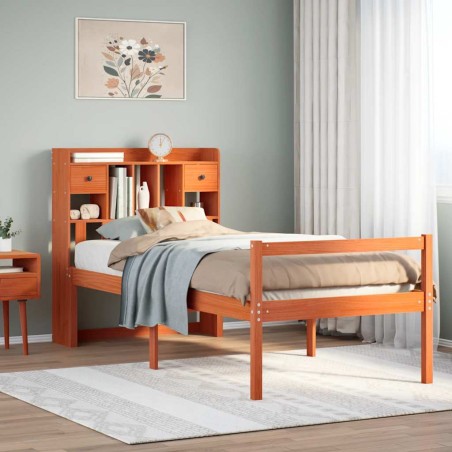 vidaXL Letto Libreria senza Materasso Marrone Cera 75x190 cm in Pino