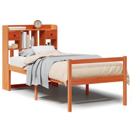 vidaXL Letto Libreria senza Materasso Marrone Cera 75x190 cm in Pino