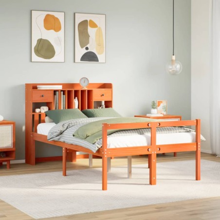 vidaXL Letto Libreria senza Materasso Marrone Cera 120x190 cm in Pino