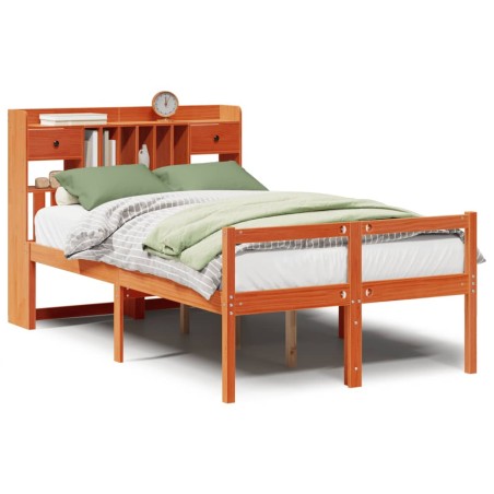 vidaXL Letto Libreria senza Materasso Marrone Cera 120x190 cm in Pino