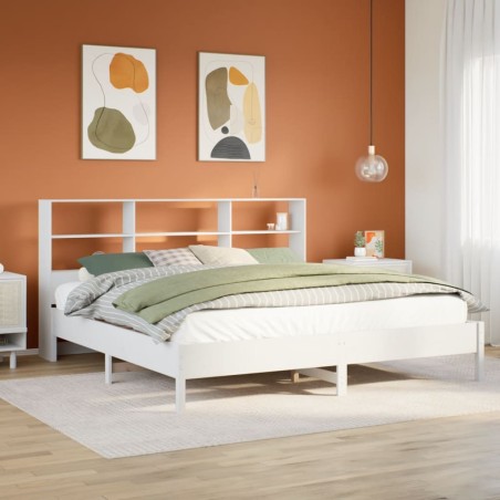 vidaXL Letto Libreria senza Materasso Bianco 200x200 cm Legno di Pino
