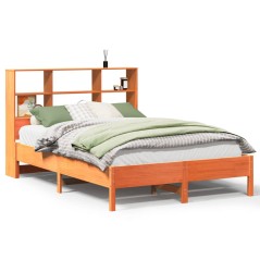 vidaXL Letto Libreria senza Materasso Marrone Cera 120x190 cm in Pino