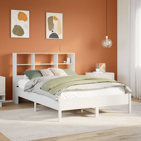 vidaXL Letto Libreria senza Materasso Bianco 135x190 cm Legno di Pino