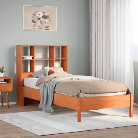 vidaXL Letto Libreria senza Materasso Marrone Cera 100x200 cm in Pino