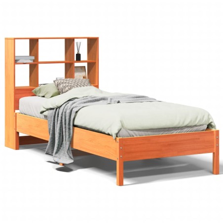 vidaXL Letto Libreria senza Materasso Marrone Cera 100x200 cm in Pino