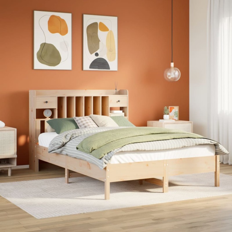vidaXL Letto Libreria senza Materasso 160x200 cm in Legno di Pino vidaXL Letto Libreria senza Materasso 160x200 cm in Legno di Pino