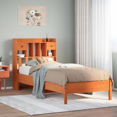 vidaXL Letto Libreria senza Materasso Marrone Cera 90x200 cm in Pino