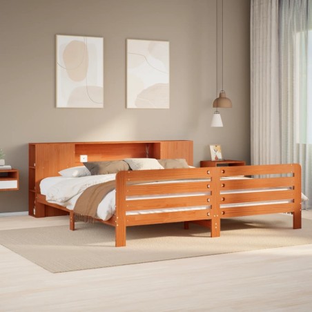 vidaXL Giroletto senza Materasso Marrone Cera 180x200 cm Legno di Pino