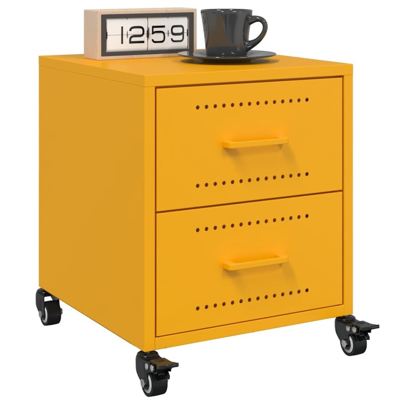 vidaXL Comodini 2 pz Giallo Senape 36x39x43,5 cm in Acciaio