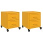 vidaXL Comodini 2 pz Giallo Senape 36x39x43,5 cm in Acciaio