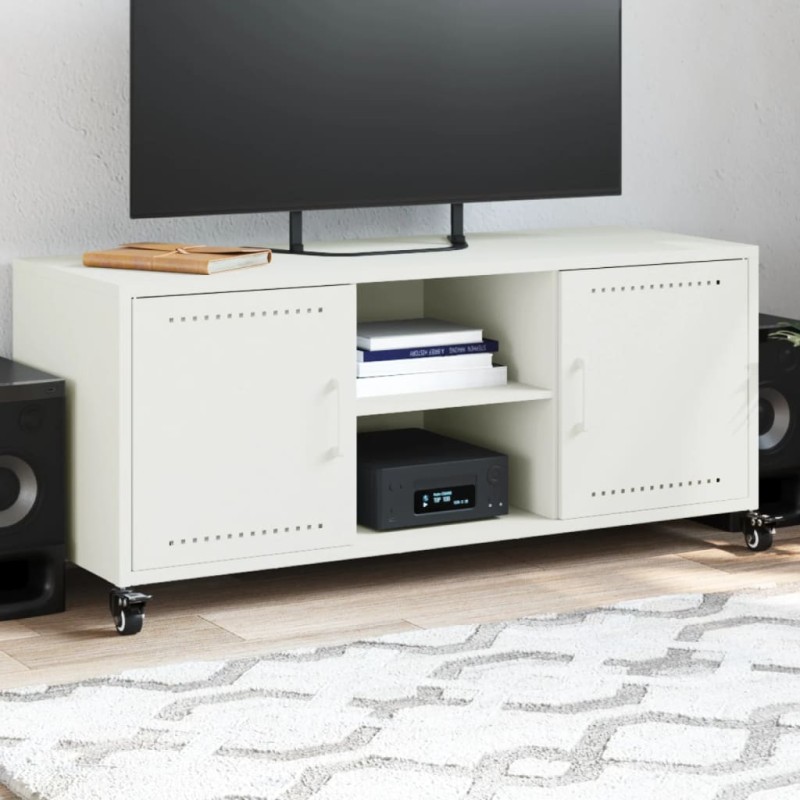vidaXL Mobile TV Bianco 100,5x39x43,5 cm in Acciaio
