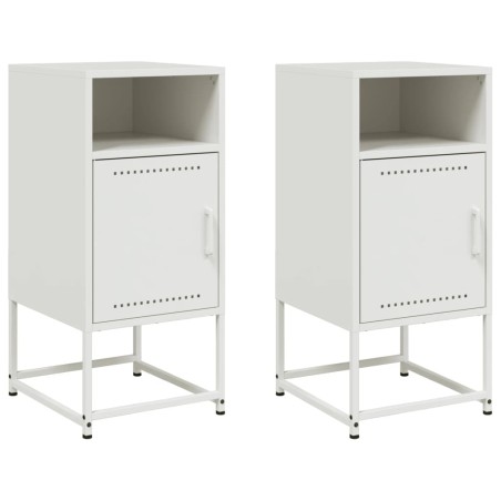 vidaXL Comodini 2 pz Bianchi 36x39x78 cm in Acciaio