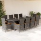 vidaXL Set da Pranzo da Giardino 11pz con Cuscini in Polyrattan Grigio vidaXL Set da Pranzo da Giardino 11pz con Cuscini in Polyrattan Grigio