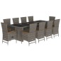 vidaXL Set da Pranzo da Giardino 11pz con Cuscini in Polyrattan Grigio vidaXL Set da Pranzo da Giardino 11pz con Cuscini in Polyrattan Grigio