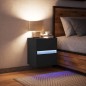 vidaXL Comodino a Parete con Luci LED Nero vidaXL Comodino a Parete con Luci LED Nero