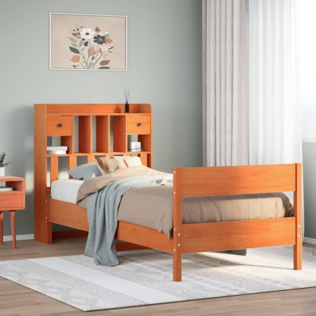 vidaXL Letto Libreria senza Materasso Marrone Cera 90x190 cm in Pino