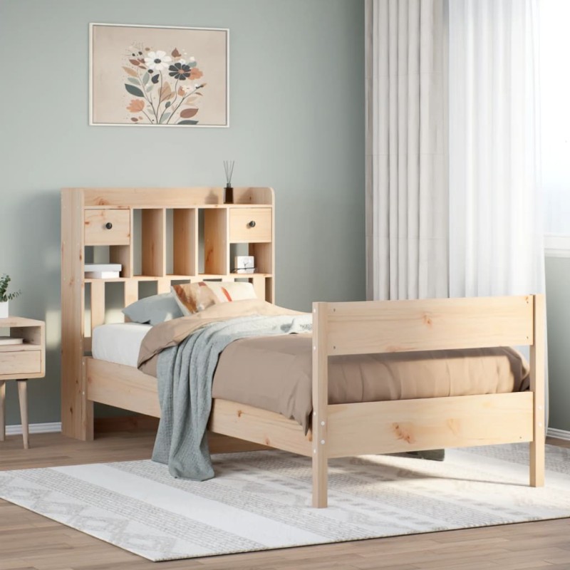 vidaXL Letto Libreria senza Materasso 90x200 cm Legno Massello Pino