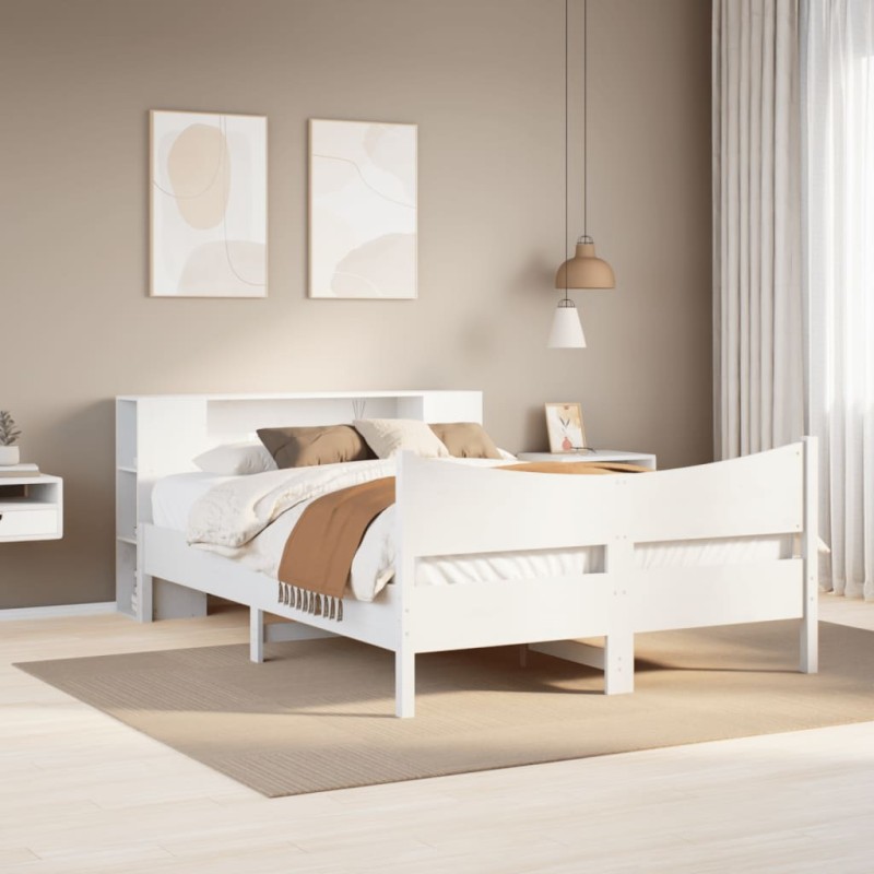 vidaXL Giroletto senza Materasso Bianco 150x200 cm Legno Massello Pino vidaXL Giroletto senza Materasso Bianco 150x200 cm Legno Massello Pino