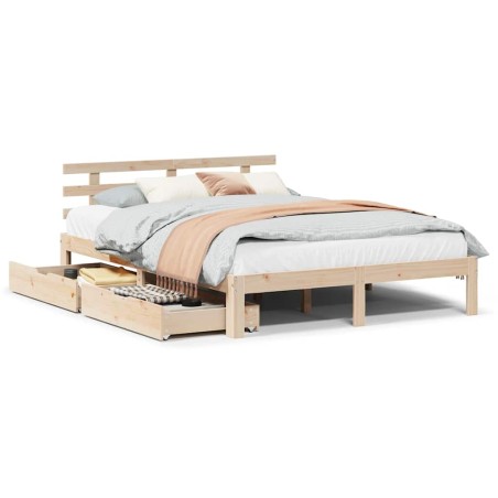 vidaXL Giroletto con Cassetti 140x200 cm in Legno Massello di Pino