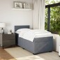 vidaXL Giroletto a Molle con Materasso Grigio Scuro 90x200 cm Velluto vidaXL Giroletto a Molle con Materasso Grigio Scuro 90x200 cm Velluto