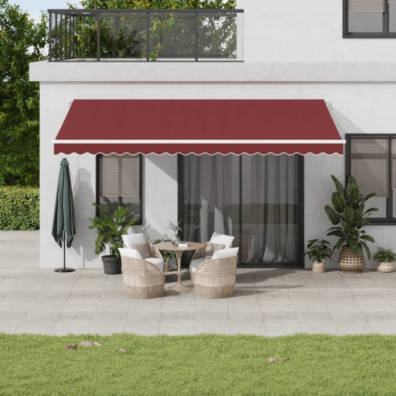 vidaXL Tenda da Sole Retrattile Manuale con LED Bordò 500x350 cm vidaXL Tenda da Sole Retrattile Manuale con LED Bordò 500x350 cm