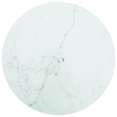 vidaXL Piano per Tavolo Bianco Ø40x0,8 cm Vetro Temperato Design Marmo