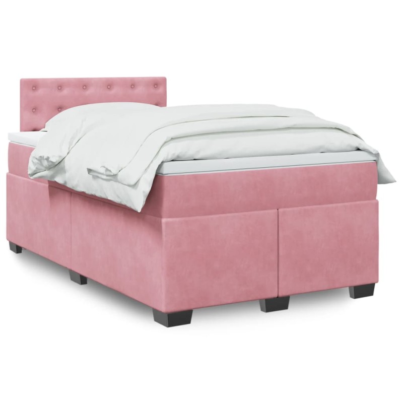 vidaXL Giroletto a Molle con Materasso Rosa 120x190 cm in Velluto vidaXL Giroletto a Molle con Materasso Rosa 120x190 cm in Velluto