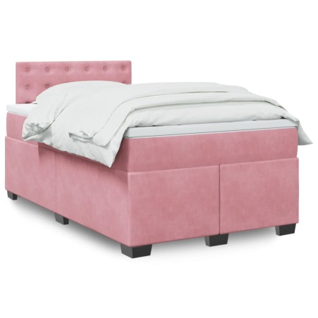 vidaXL Giroletto a Molle con Materasso Rosa 120x190 cm in Velluto