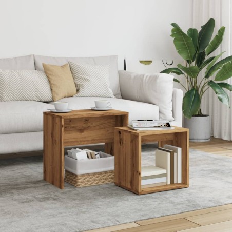 vidaXL Tavolini Impilabili 2 pz Rovere Artigianale in Truciolato