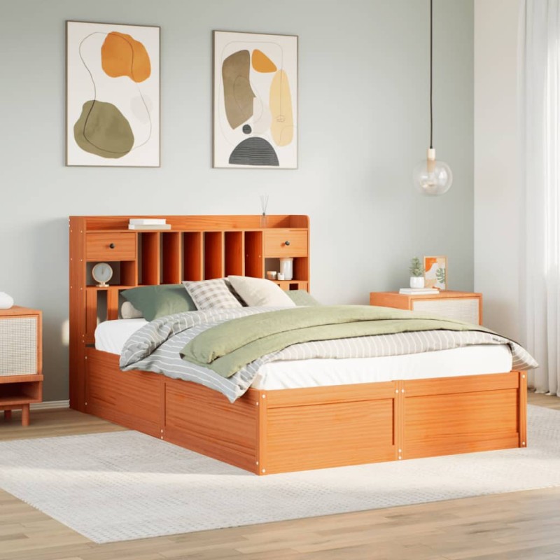 vidaXL Giroletto senza Materasso Marrone Cera 140x200cm Massello Pino vidaXL Giroletto senza Materasso Marrone Cera 140x200cm Massello Pino