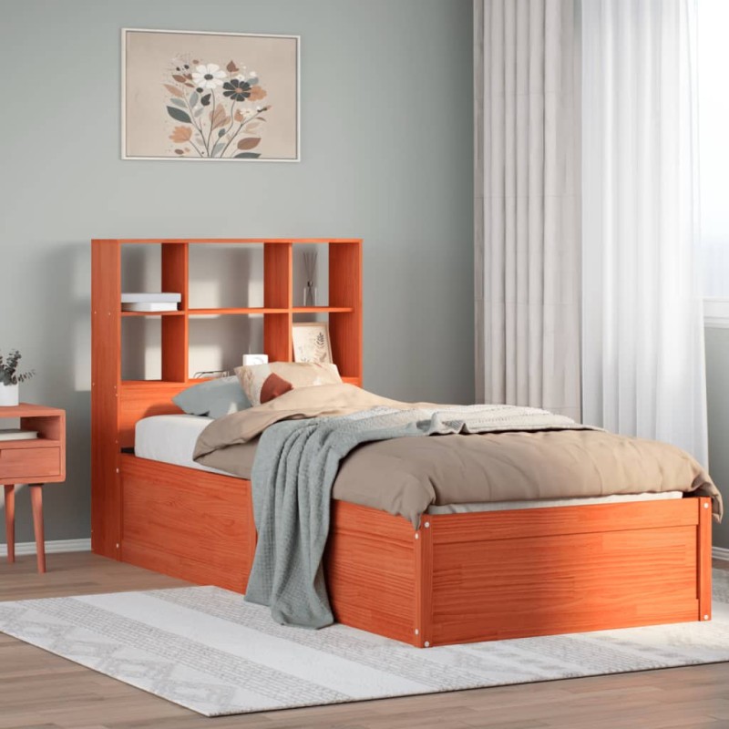 vidaXL Giroletto senza Materasso Marrone Cera 100x200 cm Legno di Pino vidaXL Giroletto senza Materasso Marrone Cera 100x200 cm Legno di Pino