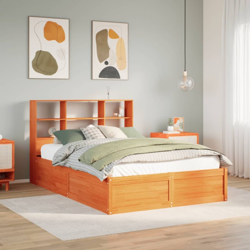 vidaXL Letto senza Materasso Marrone Cera 120x190 cm in Legno di Pino vidaXL Letto senza Materasso Marrone Cera 120x190 cm in Legno di Pino