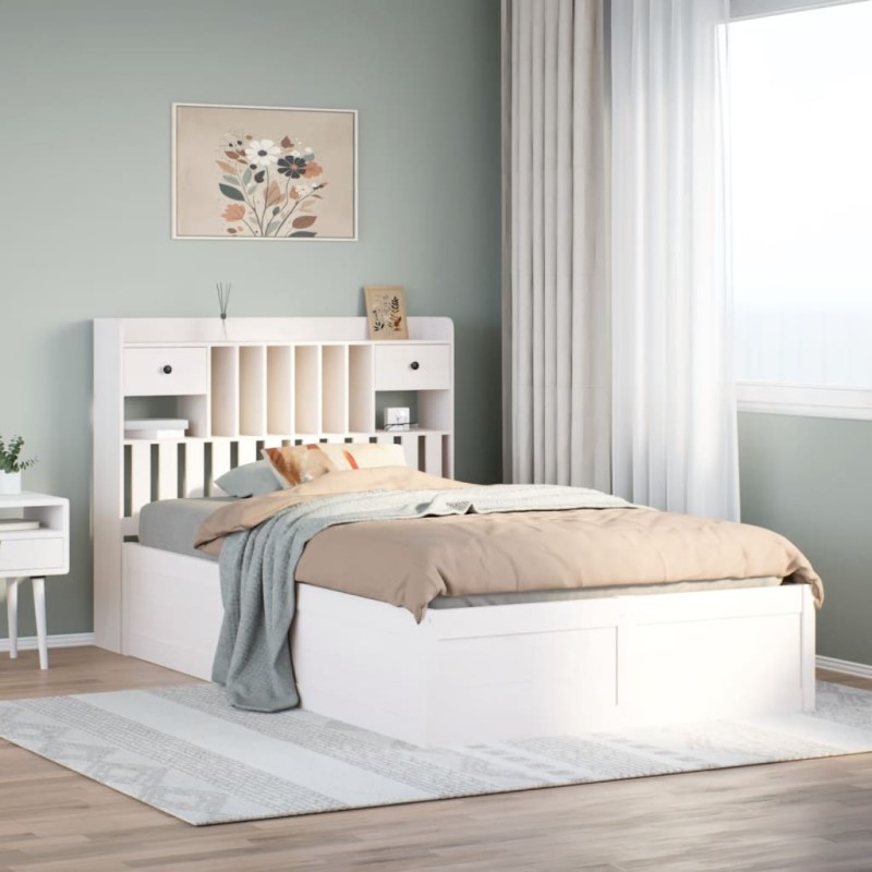 vidaXL Letto senza Materasso Bianco 120x190 cm Legno Massello di Pino vidaXL Letto senza Materasso Bianco 120x190 cm Legno Massello di Pino