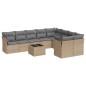 vidaXL Set Divano da Giardino 10 pz con Cuscini Beige in Polyrattan vidaXL Set Divano da Giardino 10 pz con Cuscini Beige in Polyrattan