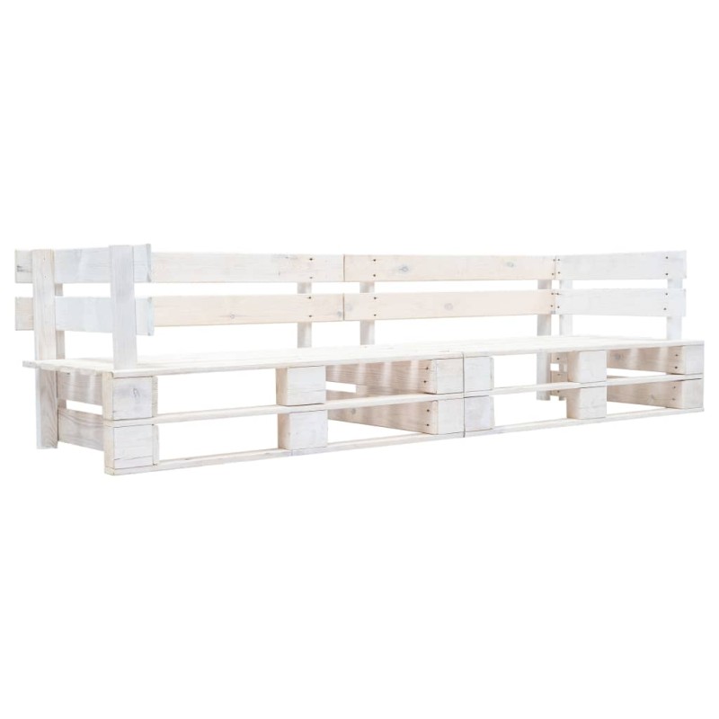 vidaXL Divano da Giardino a 2 Posti su Pallet Bianco in Legno vidaXL Divano da Giardino a 2 Posti su Pallet Bianco in Legno