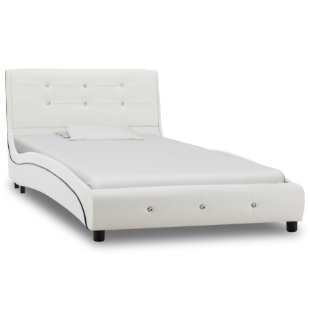 vidaXL Letto con Materasso Memory Foam Bianco in Similpelle 90x200 cm 