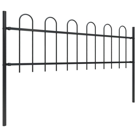 vidaXL Recinzione Giardino con Punta Tonda in Acciaio 15,3x0,6m Nera