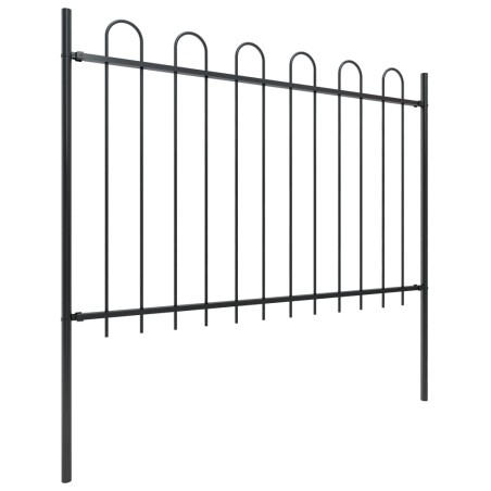 vidaXL Recinzione da Giardino con Punta Tonda in Acciaio 5,1x1,2m Nera